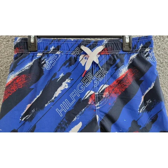 Tommy Hilfiger Wave All Over Print Swim Trunks Big Boys XL 18/20 Surf the Web